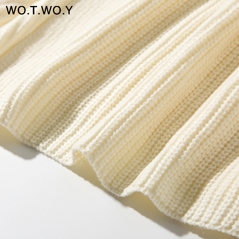 WOTWOY Sexy V-neck Knitted Cardigan Women Autumn Winter Long Sleeve Cropped Kimono Cardigans Female Solid Oversized Jumper 201023