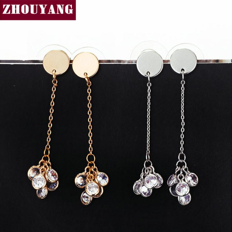 ZHOUYANG Drop Earrings For Women Boho Long Crytal Tassel Rose Gold Color Party Fashion Jewelry Office Lady Brithday Gift E061
ZHOUYANG Drop Earrings For Women Boho Long Crytal Tassel Rose Gold Color Party Fashion Jewelry Office Lady Brithday Gift E061