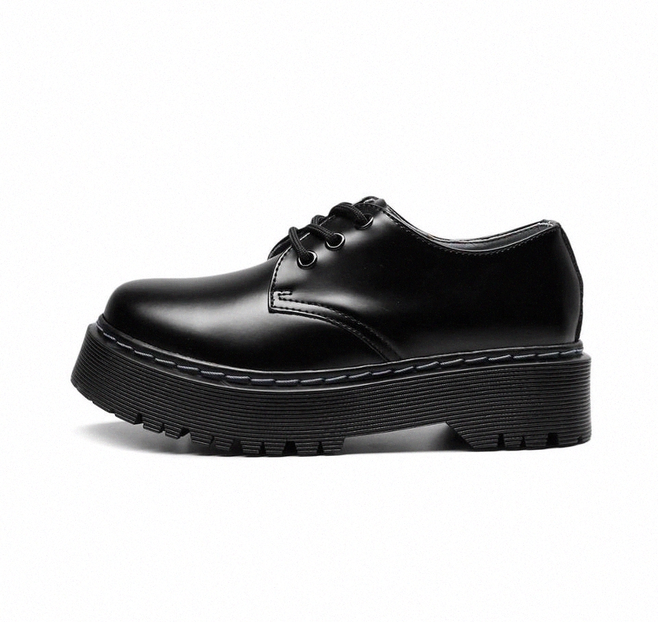 Doc Oxford Shoes for Women Bright Genuine Leather Platform Martens Women Punk Shoes Thick Bottom Motorcycle Dr Mujer 41 #sI4H