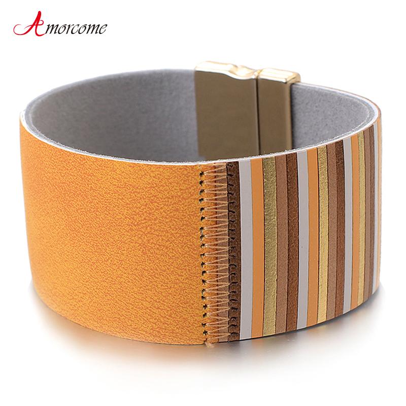 Amorcome Splice Stripe Wide Leather Bracelet for Women Fashion 2020 Bohemian Style Wrap Charm Bracelets & Bangles Jewelry Femme
Amorcome Splice Stripe Wide Leather Bracelet for Women Fashion 2020 Bohemian Style Wrap Charm Bracelets & Bangles Jewelry Femme
