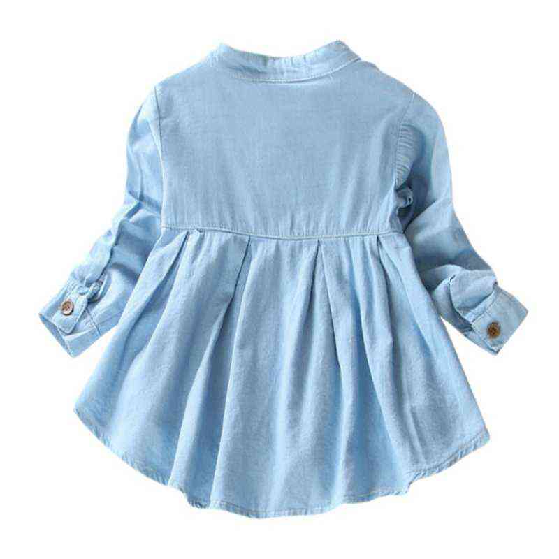 Denim Girl Blouses Clothing Autumn Baby Girls Jeans Shirts Solid Jean Children Kids Long Sleeve Mandarin Collar Fashion Full 220125
