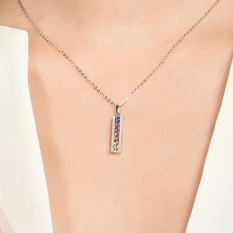 Women Trendy Pendant Necklace Colorful Rhinestones Rectangle Shape Zircon 925 Sterling Silver Jewelry
Women Trendy Pendant Necklace Colorful Rhinestones Rectangle Shape Zircon 925 Sterling Silver Jewelry