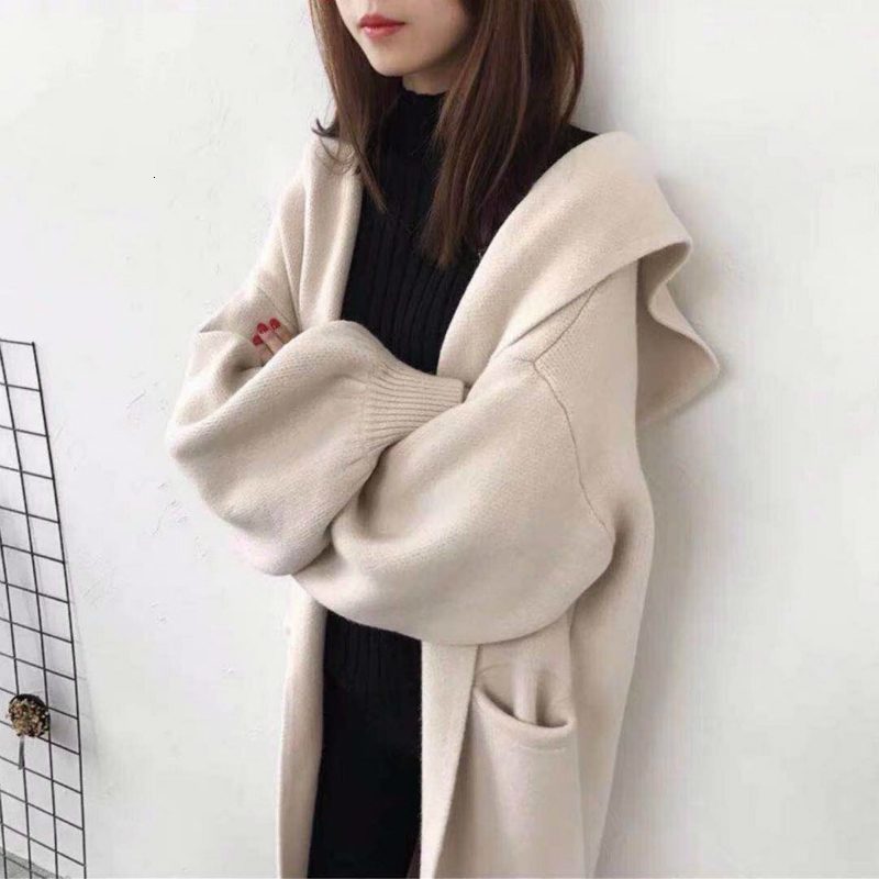 2021 New De Malha Com Capuz Slido Feminino 4fup, Beige 
2021 New De Malha Com Capuz Slido Feminino 4fup, Beige