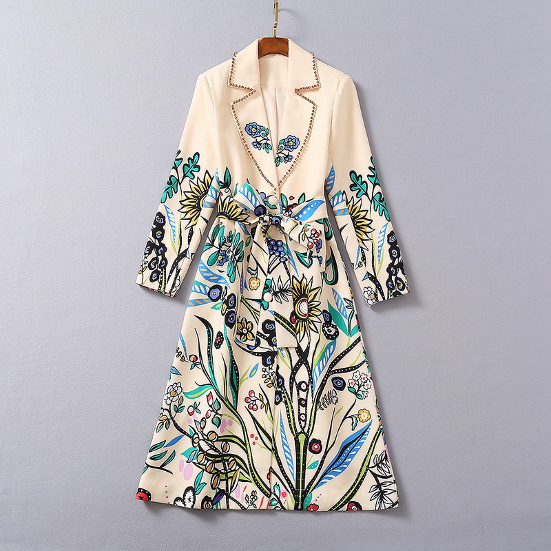 European and American women's wear 2020 winter new style Long-sleeved beaded suit neck print lace-up Fashion trench coats, Tan;black
European and American women's wear 2020 winter new style Long-sleeved beaded suit neck print lace-up Fashion trench coats, Tan;black