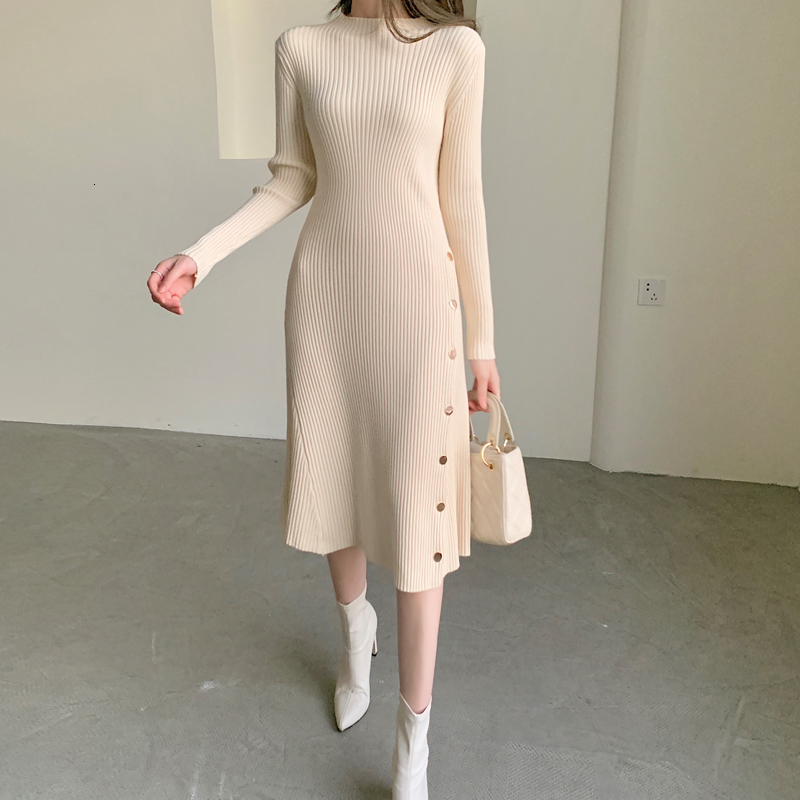 2021 New Women O-neck Buttons Sweater Long Sleeve Slim Waist Female Knitted Mid-length Autumn Winter 73gm, Khaki
2021 New Women O-neck Buttons Sweater Long Sleeve Slim Waist Female Knitted Mid-length Autumn Winter 73gm, Khaki