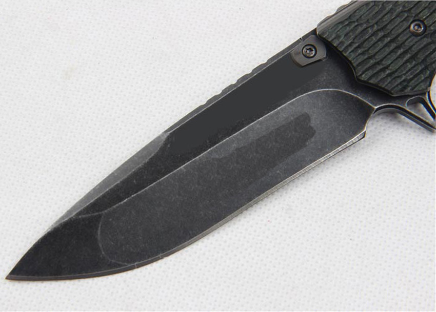 High Quality Flipper Folding Knife D2 Black Stone Wash/Satin Finish Blade G10 + Steel Handle Ball Bearing Fast Open EDC Pocket Knives