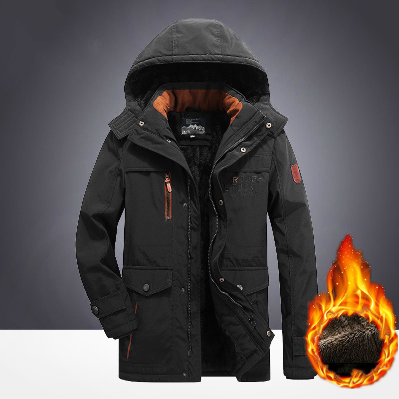Mens Winter Parkas Fashion Warm Jackets New Plus Velvet Men Cotton Padded Casual Coats Outdoor Windproof Outerwear Big Size 201214