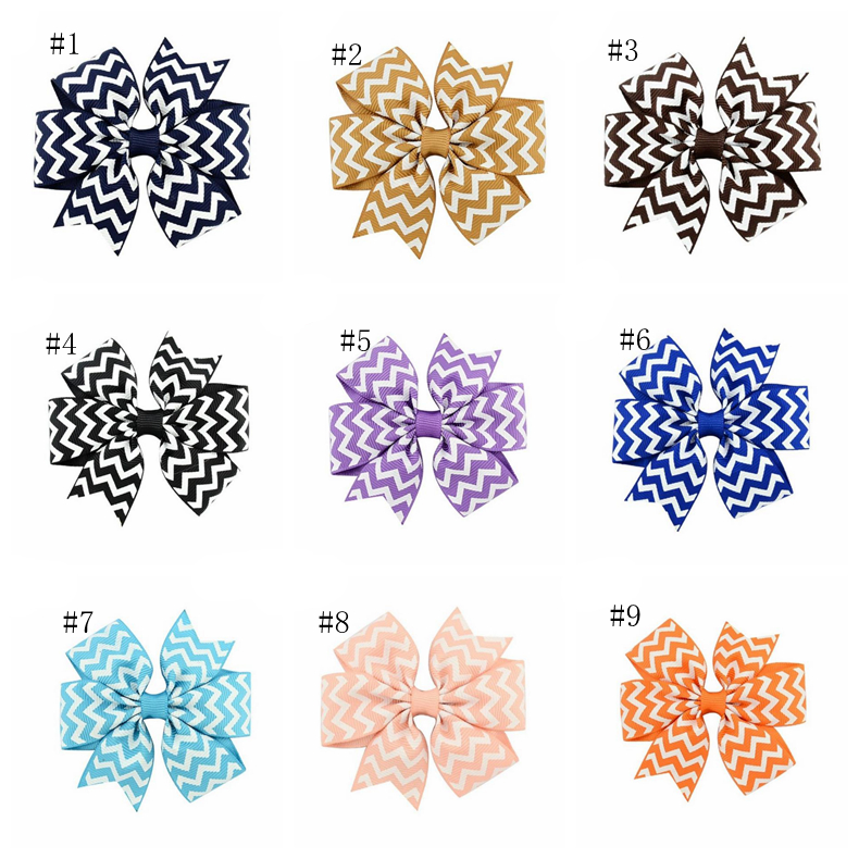 Baby Girls Hair Clips Striped Bows Hairclips Grosgrain Ribbon Bowknot Barrettes Kids Hairpin DIY Children Hair Accessories 17 Colors DW6352