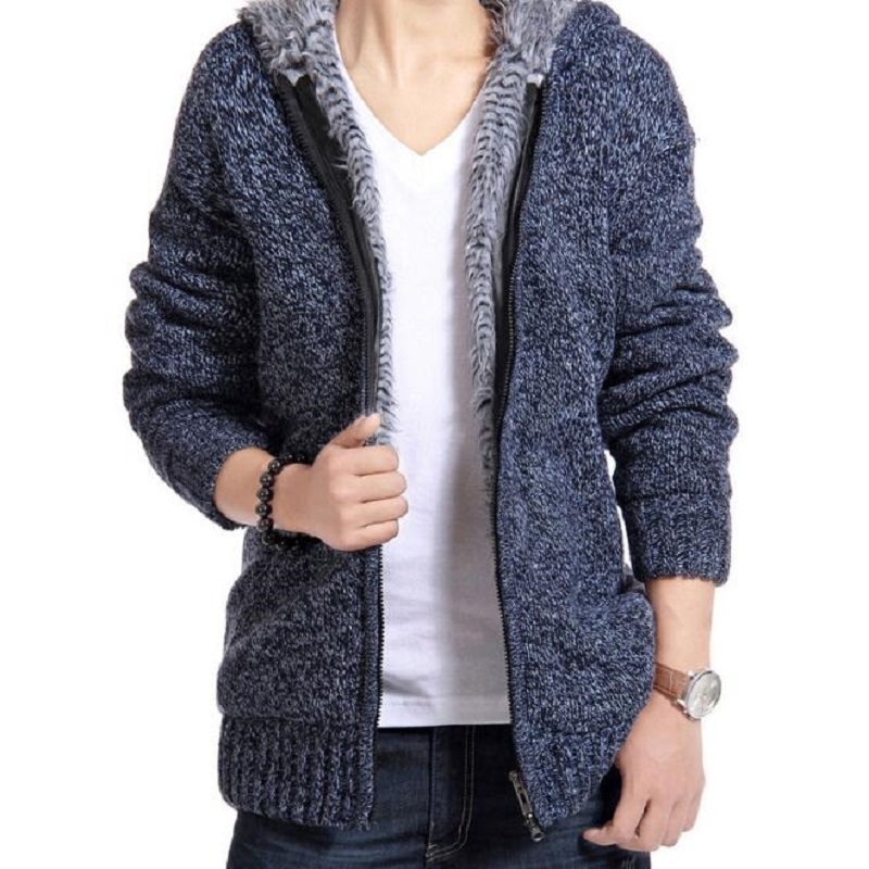 Sweatercoat Men New Casual Warm Cardigans Men Outwear Winter Thick Hooded Warm Knitwear Jacket Fashion Man Knitting Sweater 201118