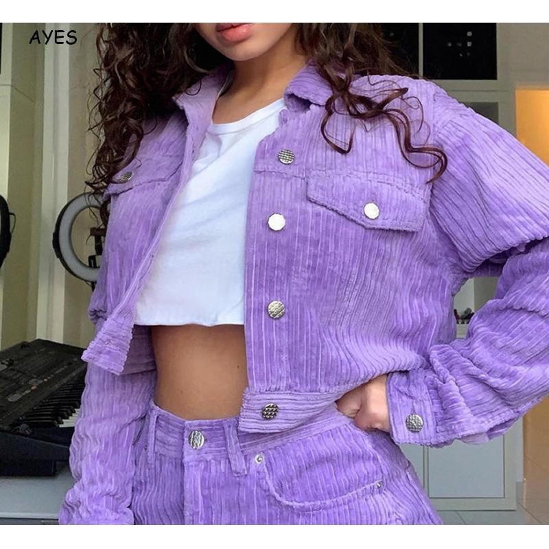 Corduroy Basic Coat Autumn Long Sleeve Crop Jacket Women High Street Single Breasted Green Outwear Purple Pockets Shirt Jacket
Corduroy Basic Coat Autumn Long Sleeve Crop Jacket Women High Street Single Breasted Green Outwear Purple Pockets Shirt Jacket