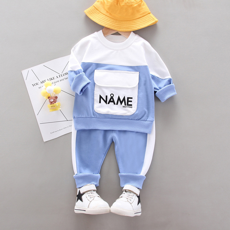 Children Casual Childrenswear New Style BOY'S Mixed Colors Crew Neck Long-sleeved Sweater Loose Gymnastic Pants Set WholesaleX1019