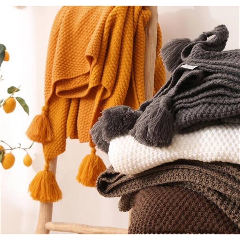 Baby Blanket Knitted Newborn Baby Swaddle Wrap Blankets Tassel Super Soft Kids Baby Stroller Crib Bedding Quilts Throw Blankets LJ201014