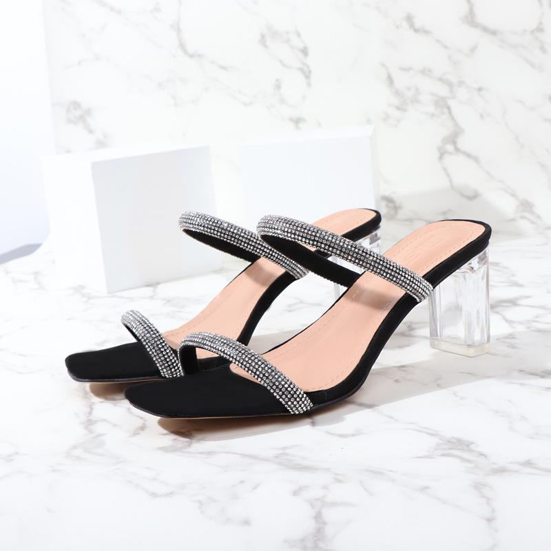 Women's shoes 2021 summer rhinestone sexy one-line high-heeled shoes female versatile simple black fashion chunky heel sandals
Women's shoes 2021 summer rhinestone sexy one-line high-heeled shoes female versatile simple black fashion chunky heel sandals
