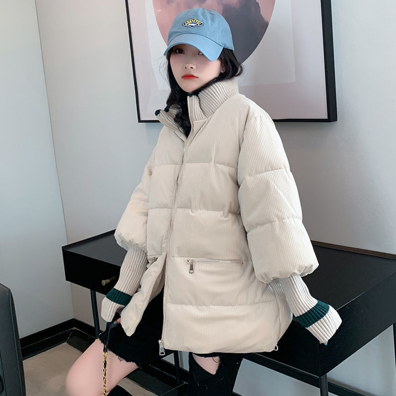 Fashion Bubble Coat Winter Corduroy Parka Woman Oversized Short Jacket Winter Autumn Female Puffer Jacket Parkas Mujer New 201202