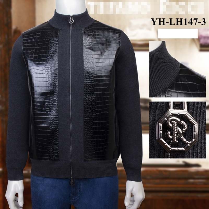 Billionaire sweater Cowhide Cardigan men's winter New fashion Casual embroidery British zipper big size M-4XL free shipping Y201006