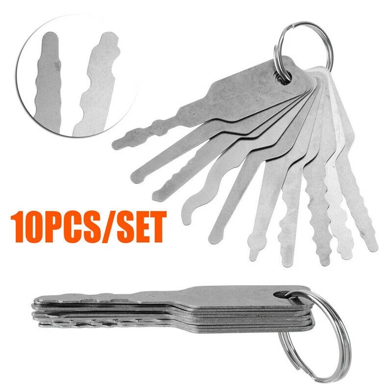 10Pcs/Set Stainless Jiggler And High Quality Keys Dual Sided Car Unlock Lock Open Repair Accessories Tool Kit
10Pcs/Set Stainless Jiggler And High Quality Keys Dual Sided Car Unlock Lock Open Repair Accessories Tool Kit