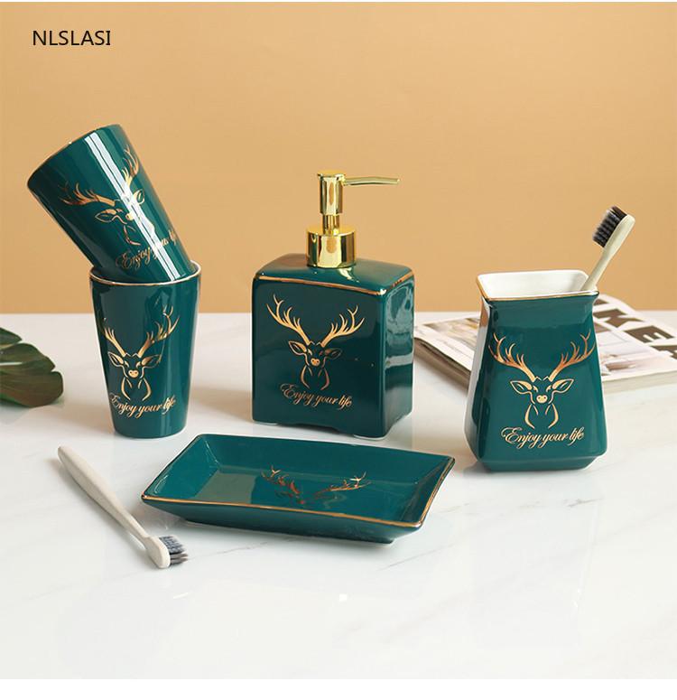 European style Ceramic Five-piece set Bathroom Accessory Set Soap dispenser gargle cup Toothbrush Holder Soap Dish Wedding gifts
European style Ceramic Five-piece set Bathroom Accessory Set Soap dispenser gargle cup Toothbrush Holder Soap Dish Wedding gifts