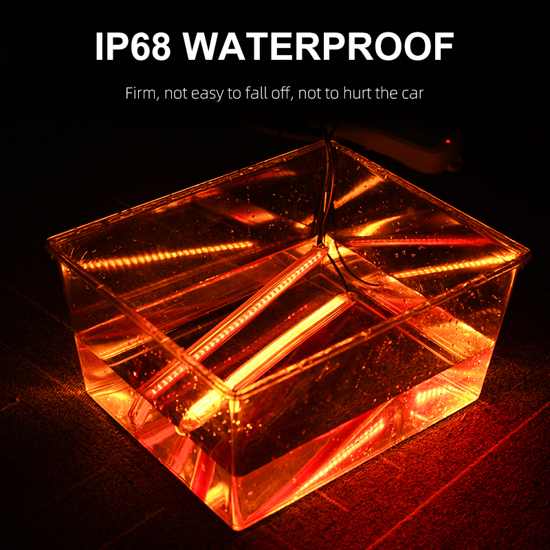 2pcs Car LED DRL Red Daytime Running Light Waterproof Flexible Strip Headlight Sequential Flow Turn Signal Yellow Lamp Universal