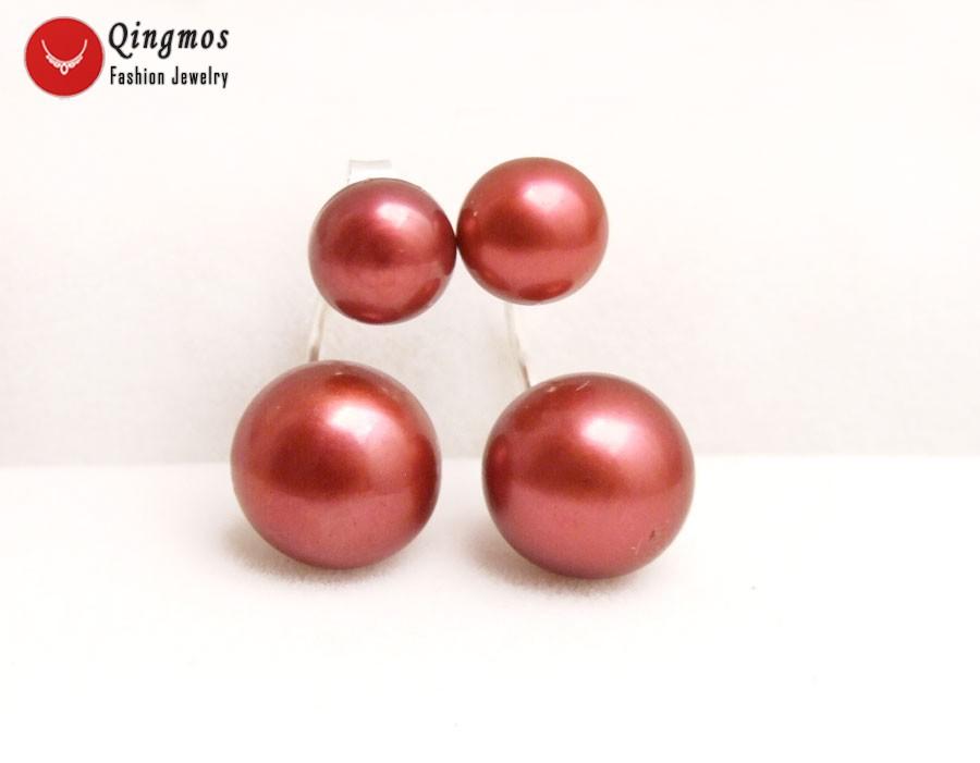 Qingmos Front Back Natural Pearl Earrings for Women with 8-11mm Red Flat Round Pearl Double Sided Earring Fine Jewelry ear703
Qingmos Front Back Natural Pearl Earrings for Women with 8-11mm Red Flat Round Pearl Double Sided Earring Fine Jewelry ear703