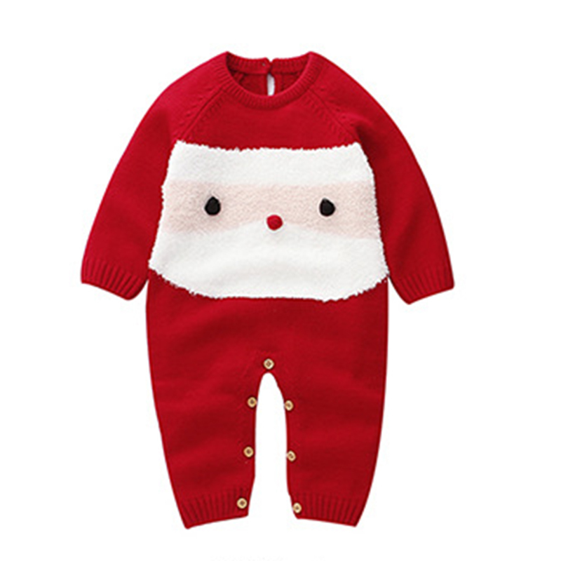 New Cartoon Christmas Baby Boys Girls Long Sleeve Clothes Autumn Winter Boy Girl Kids Knitting Rompers 201028