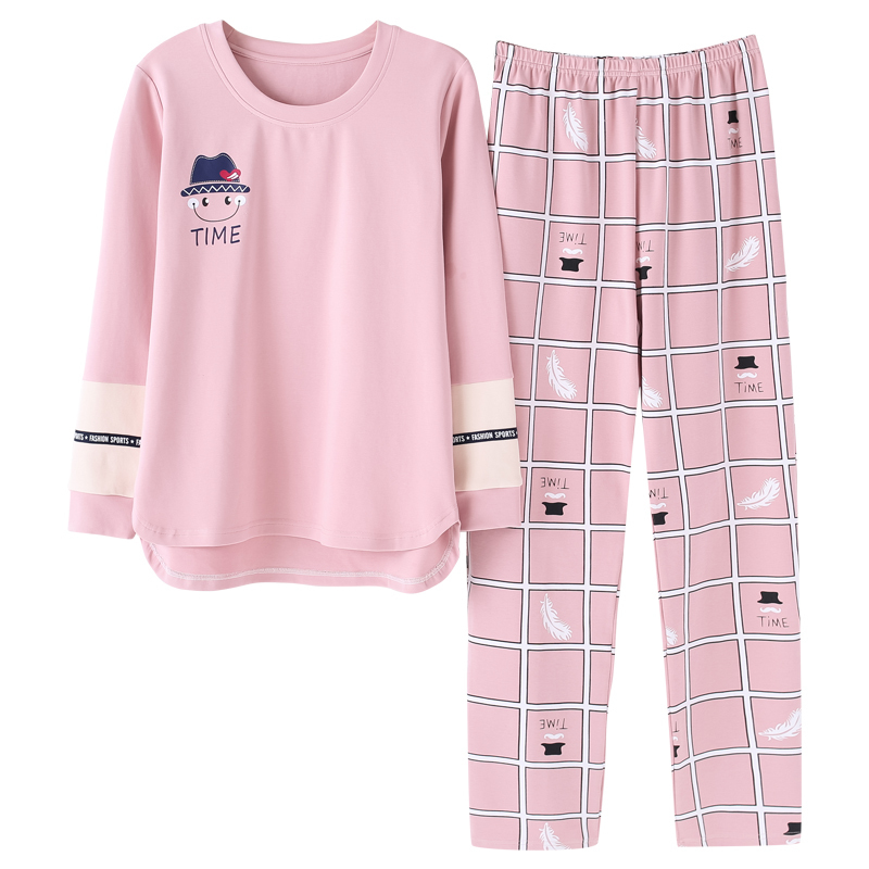 Pajamas Sets Women Print Soft Cotton Carton Fashion Men Long Sleeve Sleepwear Suit 2 piece Sexy Spring Home Couple Lounge Gift 201113