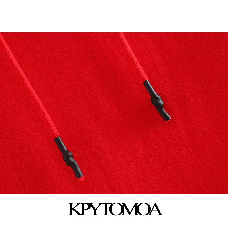 Vintage Stylish Oversized Solid Sweatshirts Women Fashion Adjustable Hooded Long Sleeve Loose Female Pullovers Chic Tops 201202