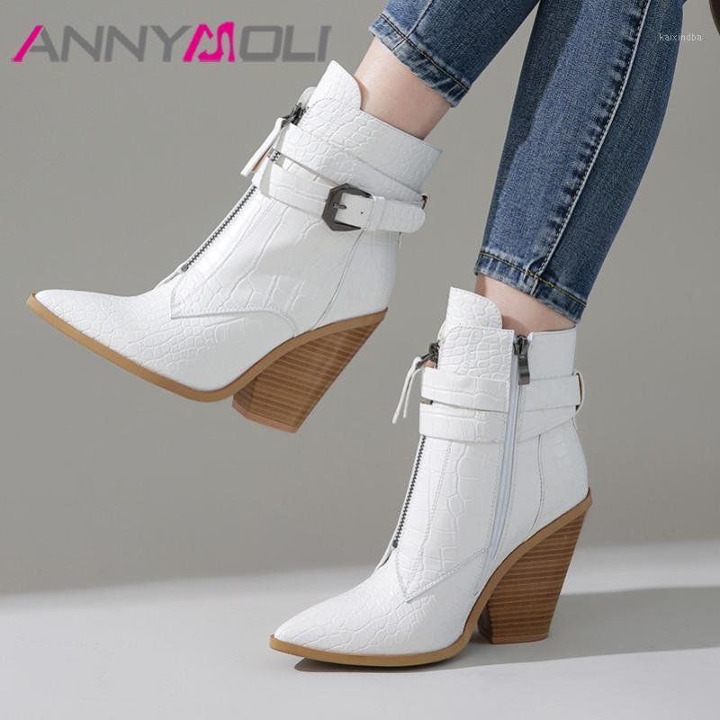 ANNYMOLI Women Ankle Boots Shoes Buckle Super High Heel Boots Lady Pointed Toe Block Heels Zip Short Winter Black Size 461
ANNYMOLI Women Ankle Boots Shoes Buckle Super High Heel Boots Lady Pointed Toe Block Heels Zip Short Winter Black Size 461