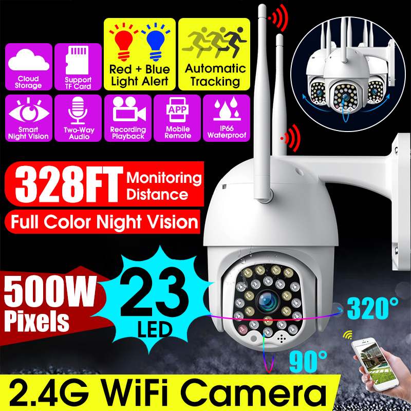 Outdoor WiFi IP Camera HD 1080P Wireless 5MP Color Night Version PTZ Two-Way Audio Motion Sensor Home Security Surveillance
Outdoor WiFi IP Camera HD 1080P Wireless 5MP Color Night Version PTZ Two-Way Audio Motion Sensor Home Security Surveillance