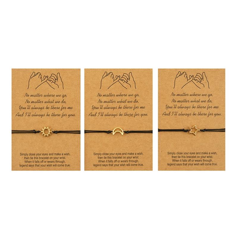 Charm Bracelets X7YA 3pcs Matching Couple Pinky Promise Sun Moon Star Bracelet For Women Men Girls Teenagers
Charm Bracelets X7YA 3pcs Matching Couple Pinky Promise Sun Moon Star Bracelet For Women Men Girls Teenagers