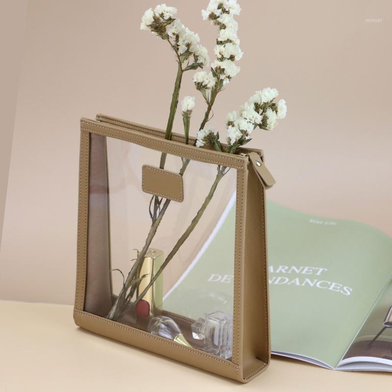 Cow Leather Trimmed Transparent PVC Wash Bags Travel Organizer Clear Makeup Bag Beauty Cosmetic Bag Toiletry Make up Pouch1, Sky blue 
Cow Leather Trimmed Transparent PVC Wash Bags Travel Organizer Clear Makeup Bag Beauty Cosmetic Bag Toiletry Make up Pouch1, Sky blue