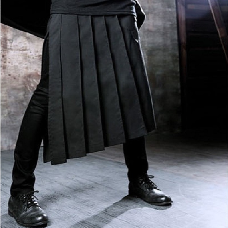 HZIJUE Spring Autumn Fashion Casual Loose Men Skirt Pants Wide Leg Pants Men Crotch Pants Bar Nightclub Costumes 201128