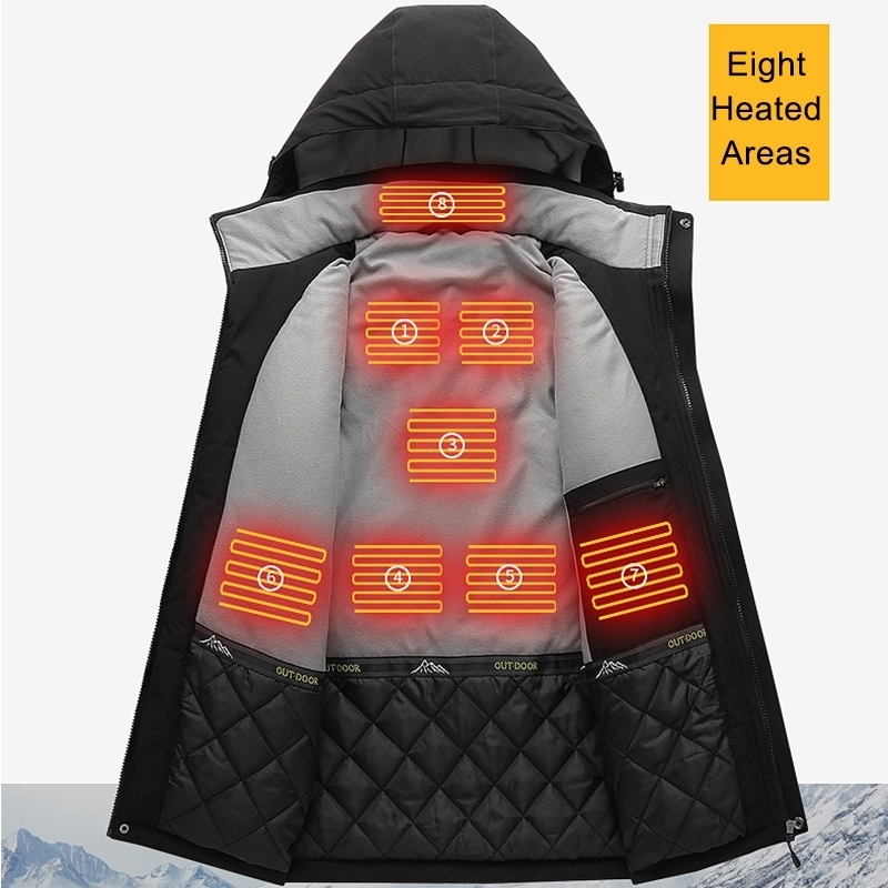 PARATAGO Men Heating Jacket Winter Electric Heated Clothes USB Charging Waterproof Windbreaker Heat Outdoor Skiing Coat P1138 201128
