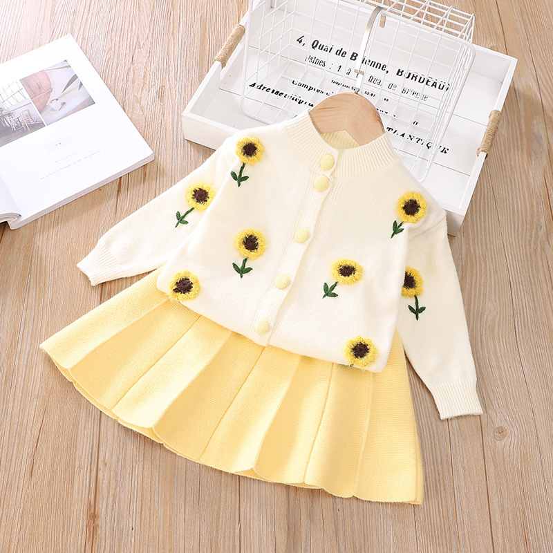 Baby Girls Clothes Autumn Winter Kids Clothes Girls Set Knitting Sweater+Skirt Tracksuit Suit For Toddler Girls Children ClothesX1019