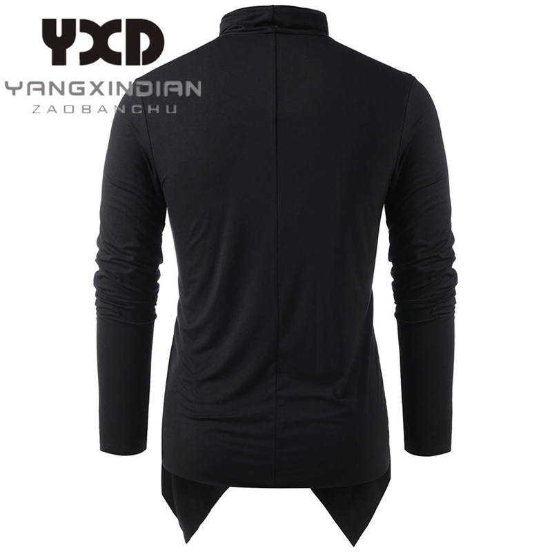 Male Knitwear Men Asymmetrical Cardigan Casual Knitted Man Sweaters Shawl Collar Open Front Overlap Men's Sweater 201204