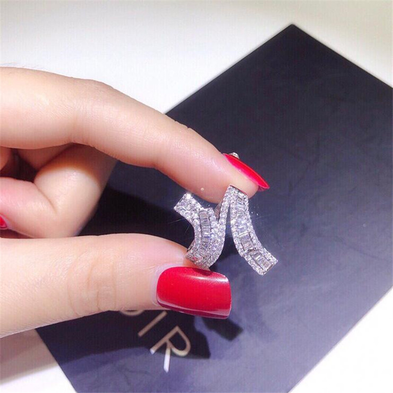Sparkling Luxury Jewelry 925 Sterling Silver T Princess Cut White Topaz CZ Diamond Gemstones Popular Women Wedding Band Ring For Lover Gift