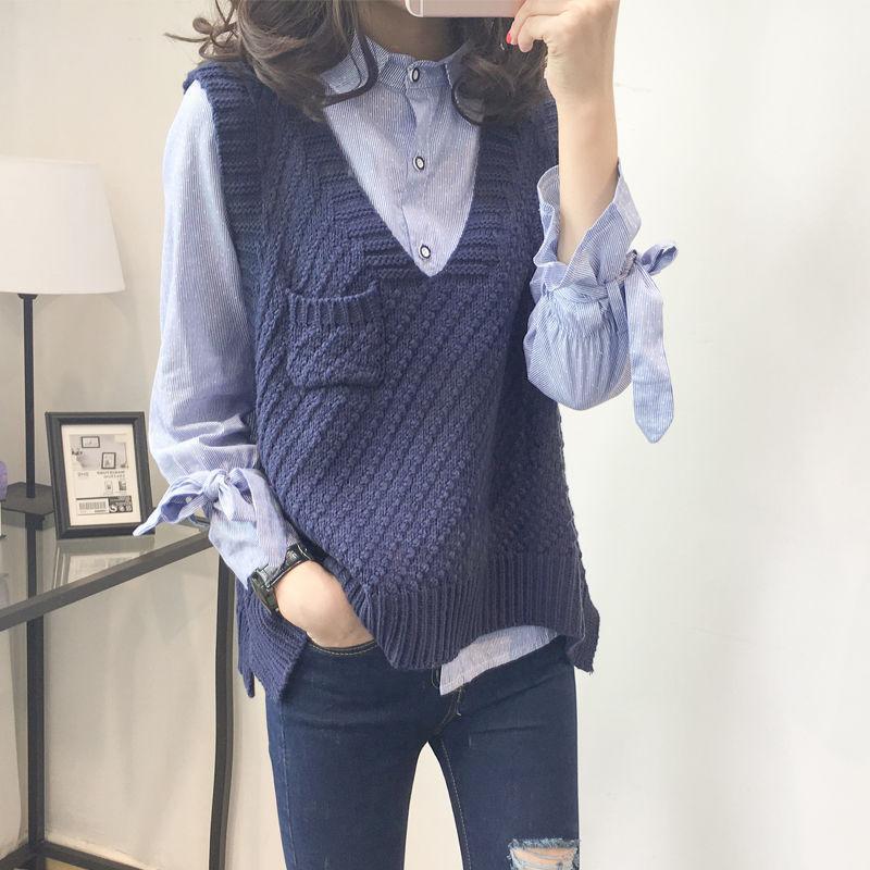 Woman Sweaters Vest Women's Knitted V-neck Sweater Suit Women's Two-Piece Set Femme Chandails Pull Hiver, 02
Woman Sweaters Vest Women's Knitted V-neck Sweater Suit Women's Two-Piece Set Femme Chandails Pull Hiver, 02
