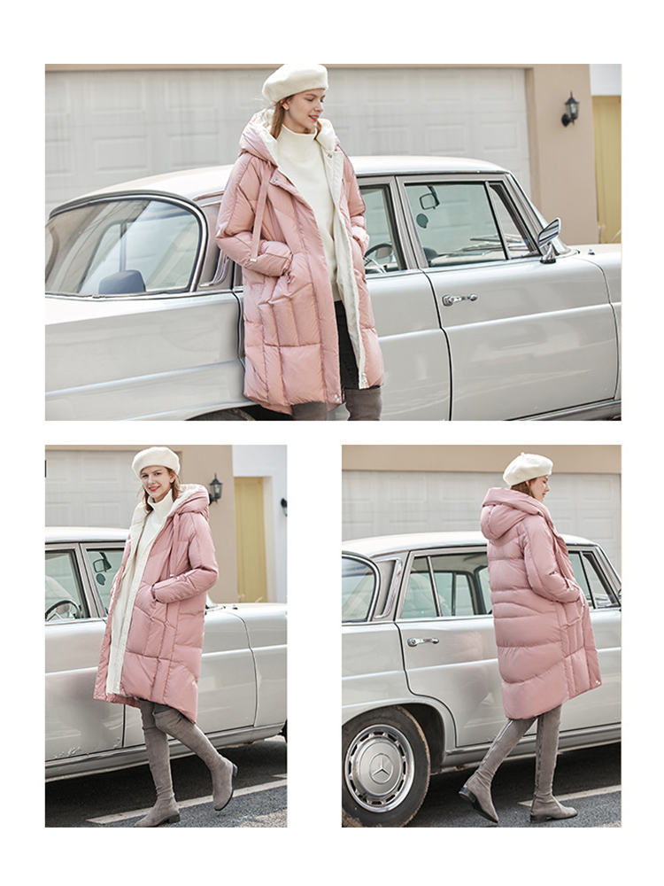 Amii Winter Women Fashion White Duck Down Jacket Female Elegant Solid Hooded Straight Thick Coat 11930415 201128