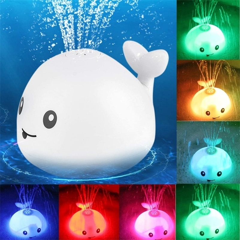 Baby Bath Flashing Light And Spray water Whale Toys Water Reaction Flashing Baby Bathroom Toys Lamp Bath Toys As Kids Gift LJ201019