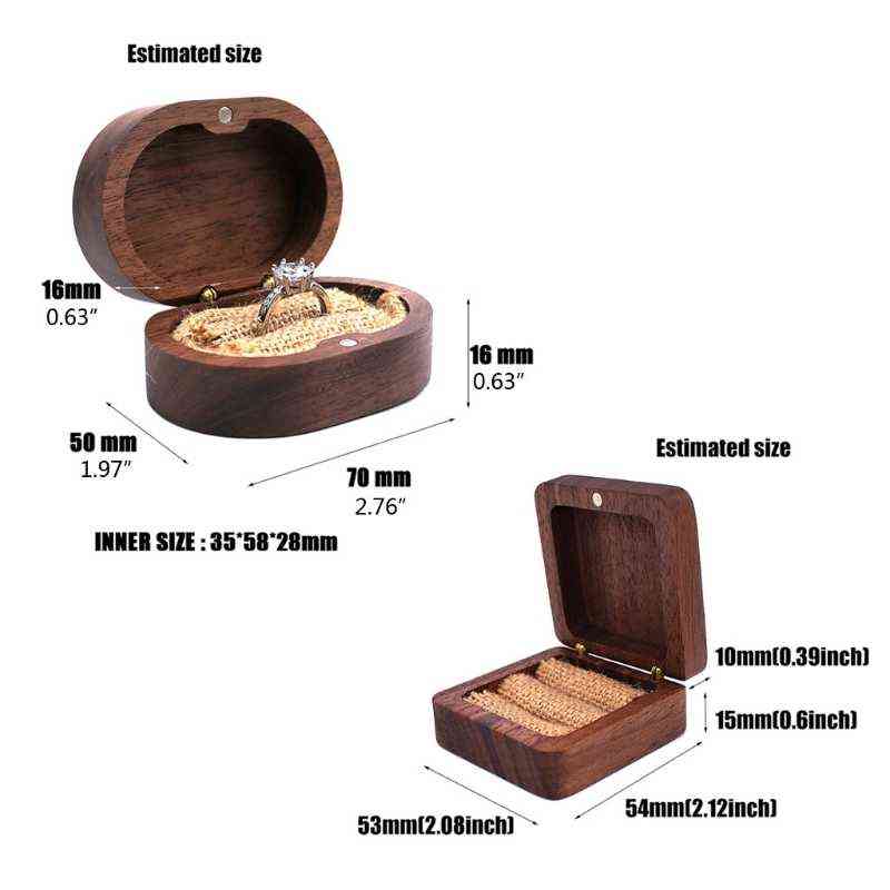 Walnut Wood Jewelry Box Engagement Wedding Ceremony Ring Storage Proposal Portable Ring Holder Rustic Wedding Ring Box 220105