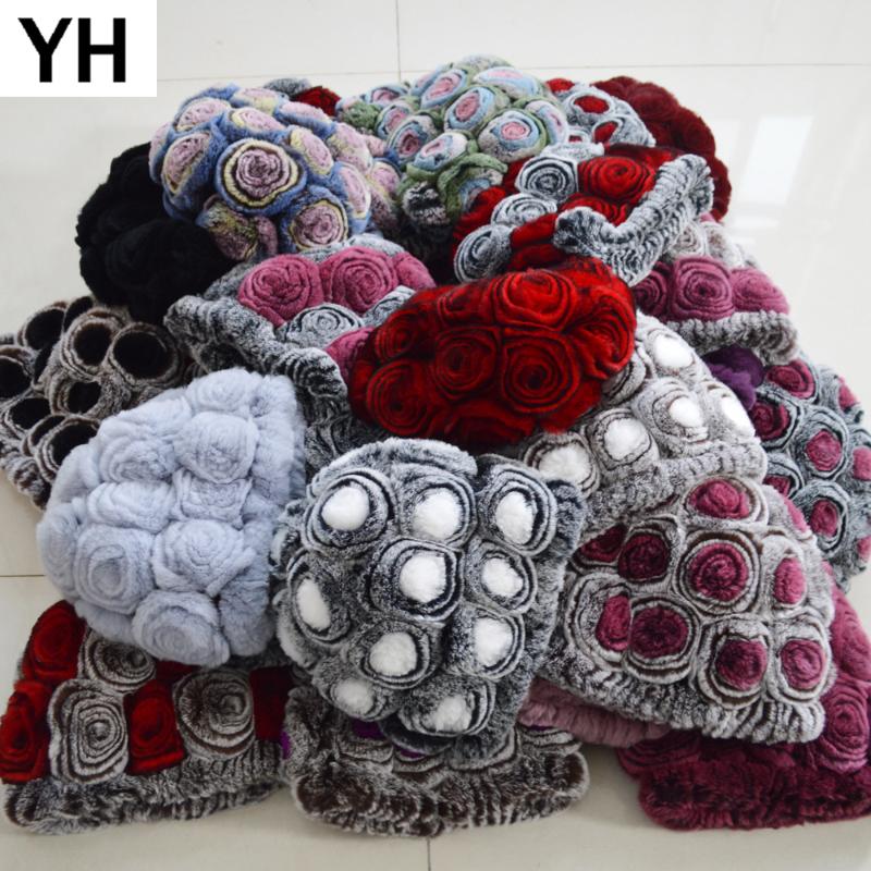 Hot Sale Winter Women Knitted100% Natural Real Rex Fur Hats Female Warm Real Rex Fur Caps Floral Skullies Hat, Gray and white 
Hot Sale Winter Women Knitted100% Natural Real Rex Fur Hats Female Warm Real Rex Fur Caps Floral Skullies Hat, Gray and white