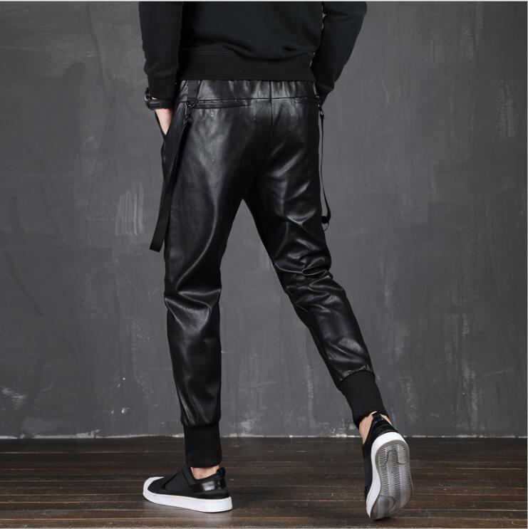 Men's Pants Leather Autumn And Winter Thick Loose Harlan Pencil Men Slim Korean Motorcycle Tight Elastic Waist Trousers