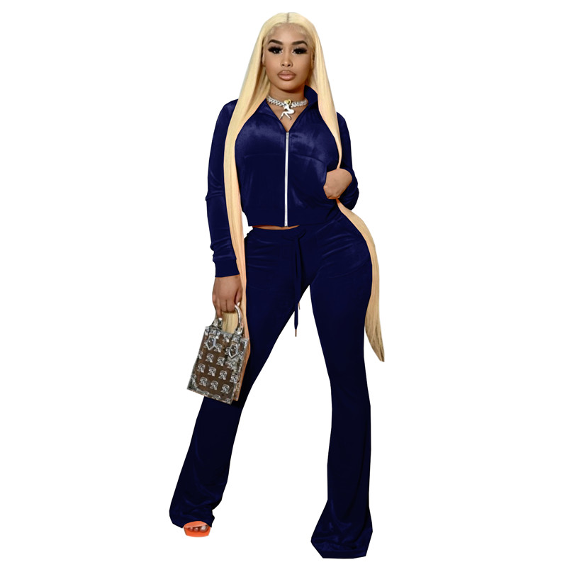 Women Winter Fall Velvet Tracksuits Plus size 2XL Thick Sweatsuits Long Sleeve Pants Two Piece Sets Casual solid Outfits jogging suits