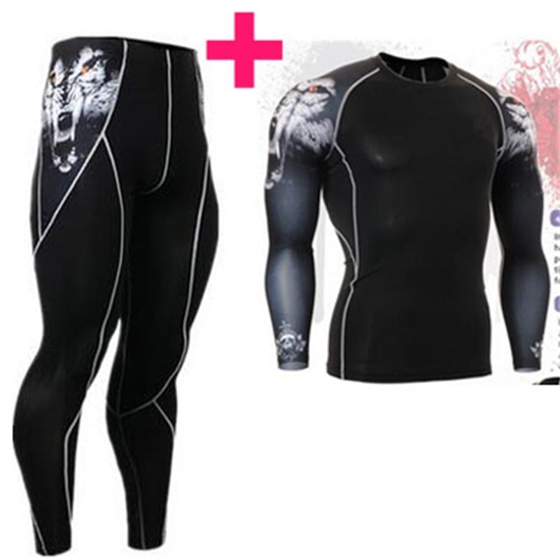 Muscle Men 3D Prints Compression Shirts T-shirt Long Sleeves Thermal Under Top MMA Rashguard Fitness Base Layer Weight Lifting 201202