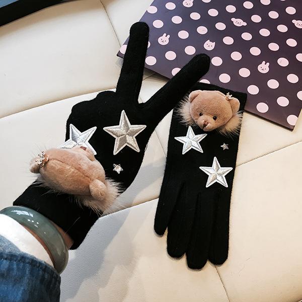 Gloves Ladies Cashmere Warm Gloves Crown Bear Star Warm Cycling Finger Full Finger Korean Style
Gloves Ladies Cashmere Warm Gloves Crown Bear Star Warm Cycling Finger Full Finger Korean Style