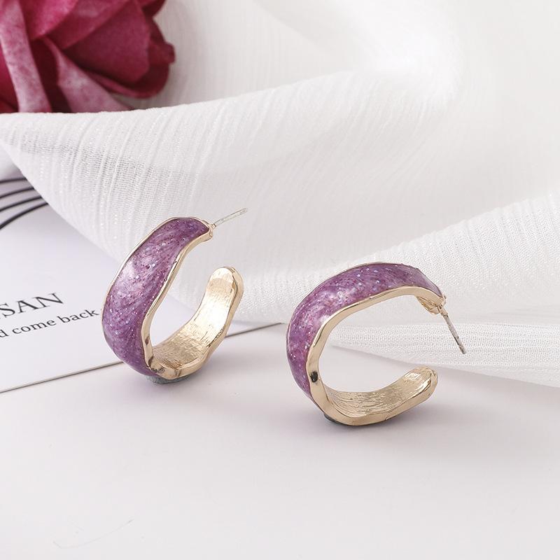Minimalist Glitter Purple Enamel C Shape Hoop Earrings Gold Color Alloy Circle Open Statement Earrings for Women Party Jewelry
Minimalist Glitter Purple Enamel C Shape Hoop Earrings Gold Color Alloy Circle Open Statement Earrings for Women Party Jewelry
