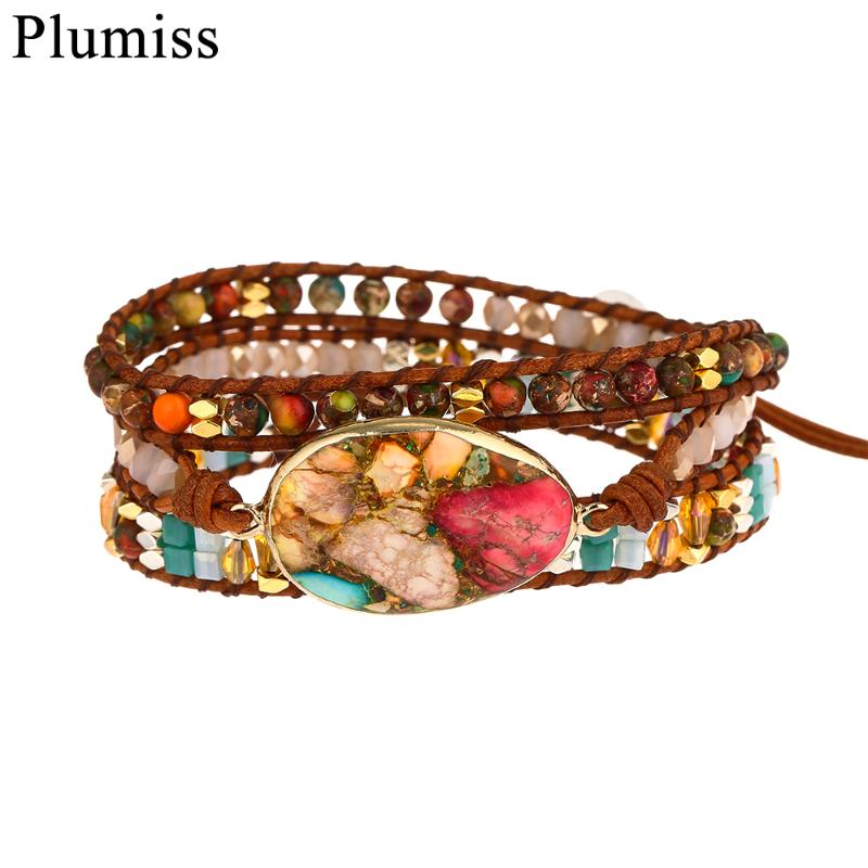 Exquisite Emperor Stone Leather Wrap Bracelets Boho Ladies Friendship Mixed Natural Stone Bracelet Woman Dropshipping Wholesale
Exquisite Emperor Stone Leather Wrap Bracelets Boho Ladies Friendship Mixed Natural Stone Bracelet Woman Dropshipping Wholesale