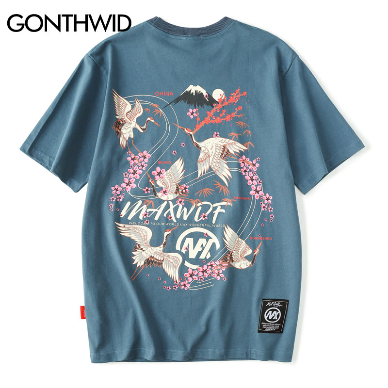 Japanese Cranes Cherry Blossoms Flowers Print Tshirts Mens Harajuku Hip Hop Casual Streetwear Tees Shirts Summer Tops, Navy
Japanese Cranes Cherry Blossoms Flowers Print Tshirts Mens Harajuku Hip Hop Casual Streetwear Tees Shirts Summer Tops, Navy