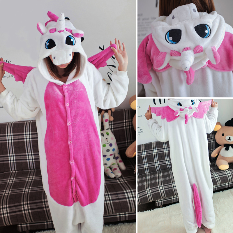 Cute Animal Cartoon Pajamas Winter Adult Flannel Long Sleeve Pyjamas Unisex Pijama Women Men Couple Sleepwear Pajamas Sets 201027