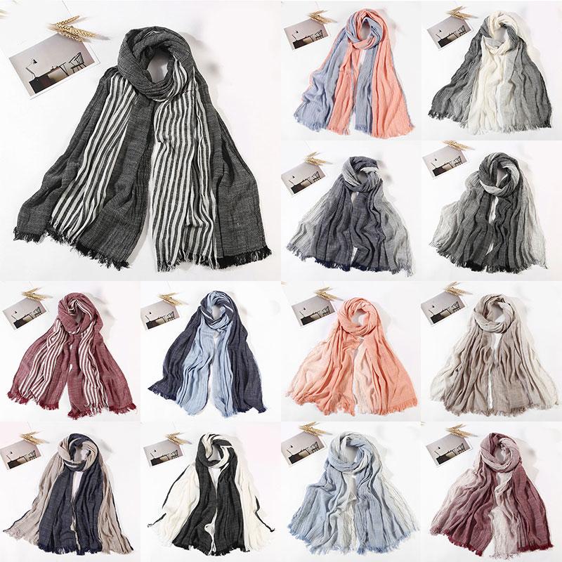 Unisex Style Scarf Autumn Winter Long Scarves 195*65cm Pleated Scarf Striped Cotton Linen Colorful Soft Tassels Wrinkled Scarves
Unisex Style Scarf Autumn Winter Long Scarves 195*65cm Pleated Scarf Striped Cotton Linen Colorful Soft Tassels Wrinkled Scarves