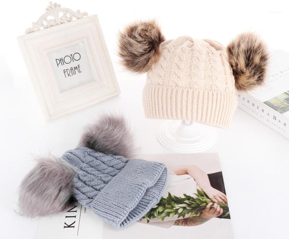 New European and American children double wool ball twist knit hat knitted baby pullover cap in stock1, White
New European and American children double wool ball twist knit hat knitted baby pullover cap in stock1, White